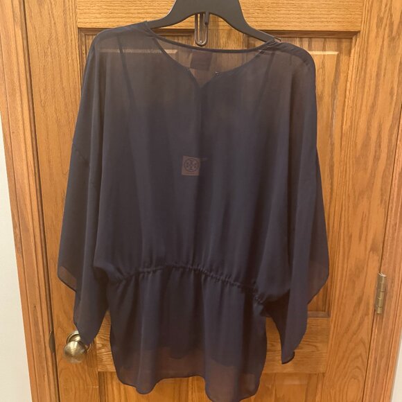 Tory Burch "Margarete" Black Tunic-Style Blouse with Camisole, SZ 12 - Picture 4 of 7